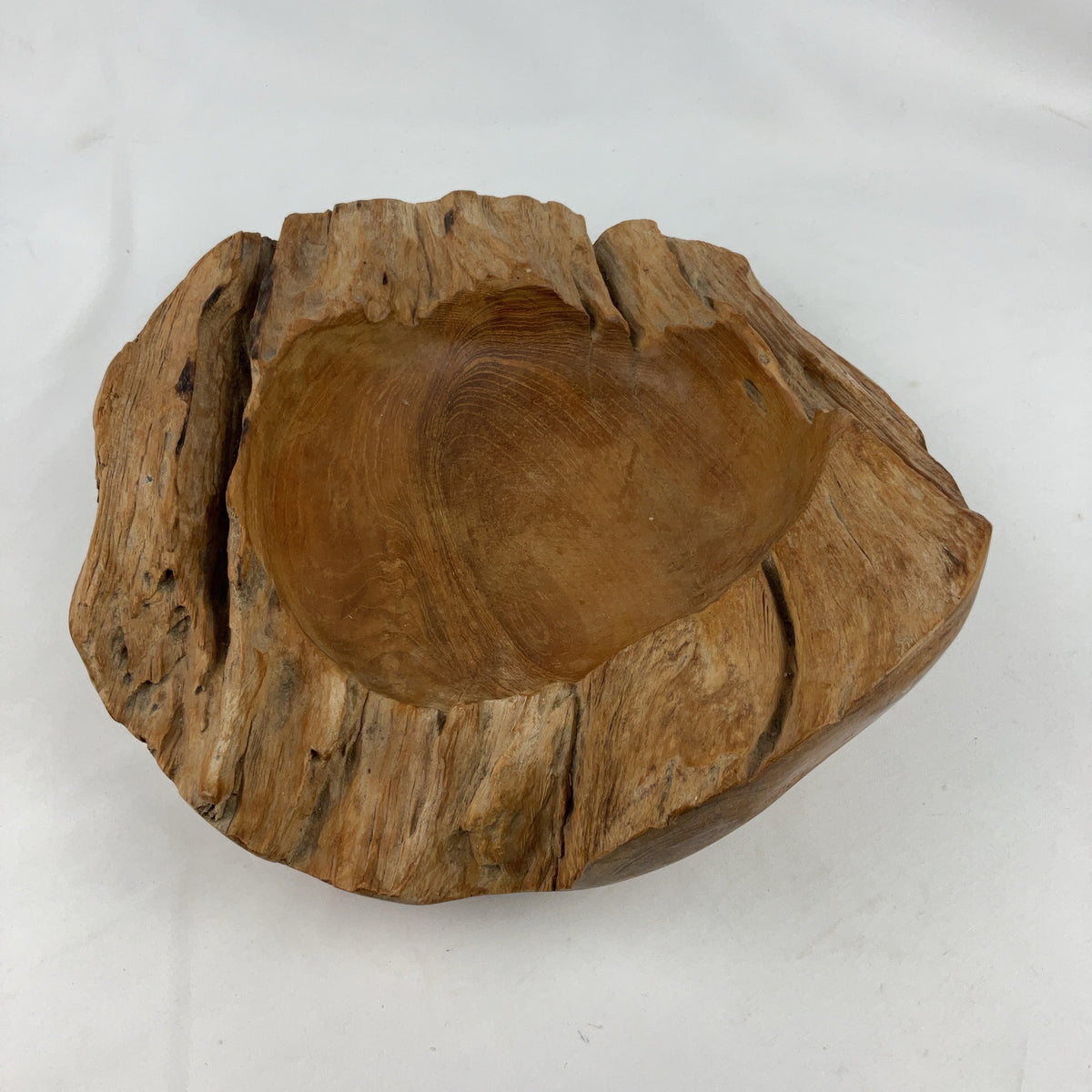 Teak Root Bowl Rustic Handcrafted Wood Natural Edge Decor Fruit Dish