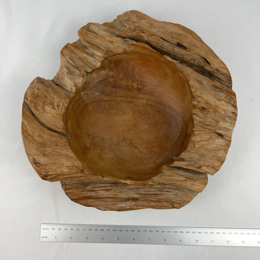 Teak Root Bowl Rustic Handcrafted Wood Natural Edge Decor Fruit Dish