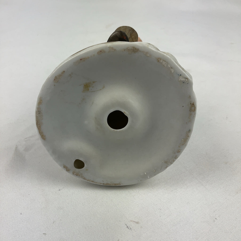 Vintage Bisque Porcelain Figurine Old Man Seated Cane Pipe Multi