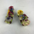 Staffordshire Bone China Flowers on Log Multi Pair Vintage Ornament