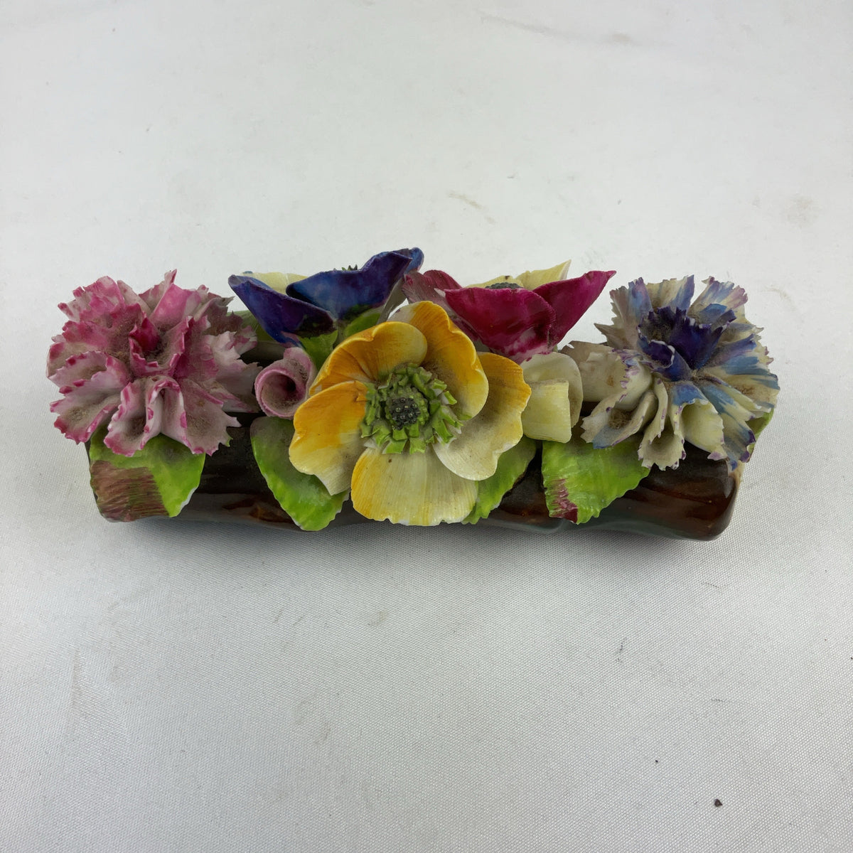 Staffordshire Bone China Flowers on Log Multi Pair Vintage Ornament