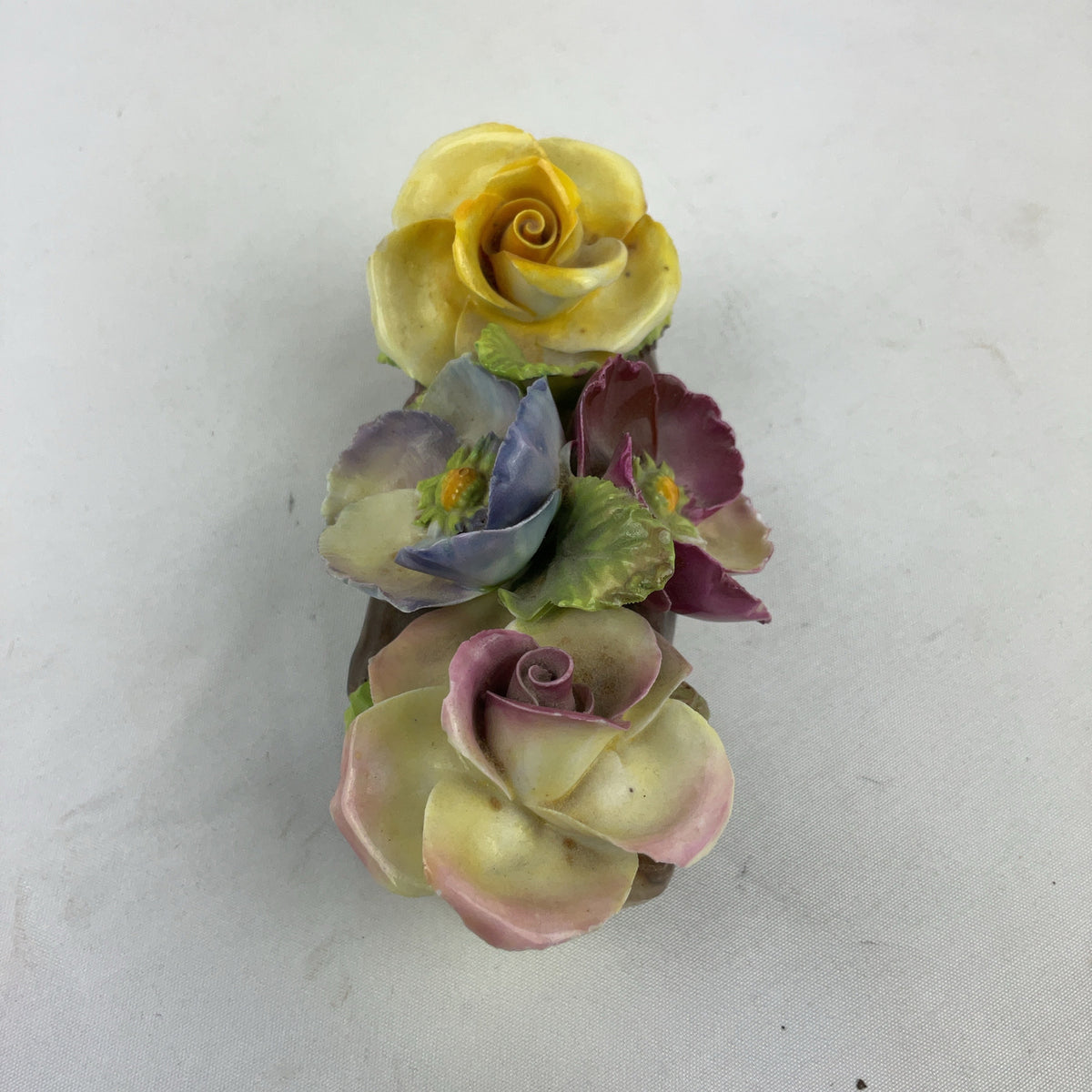 Staffordshire Bone China Flowers on Log Multi Pair Vintage Ornament