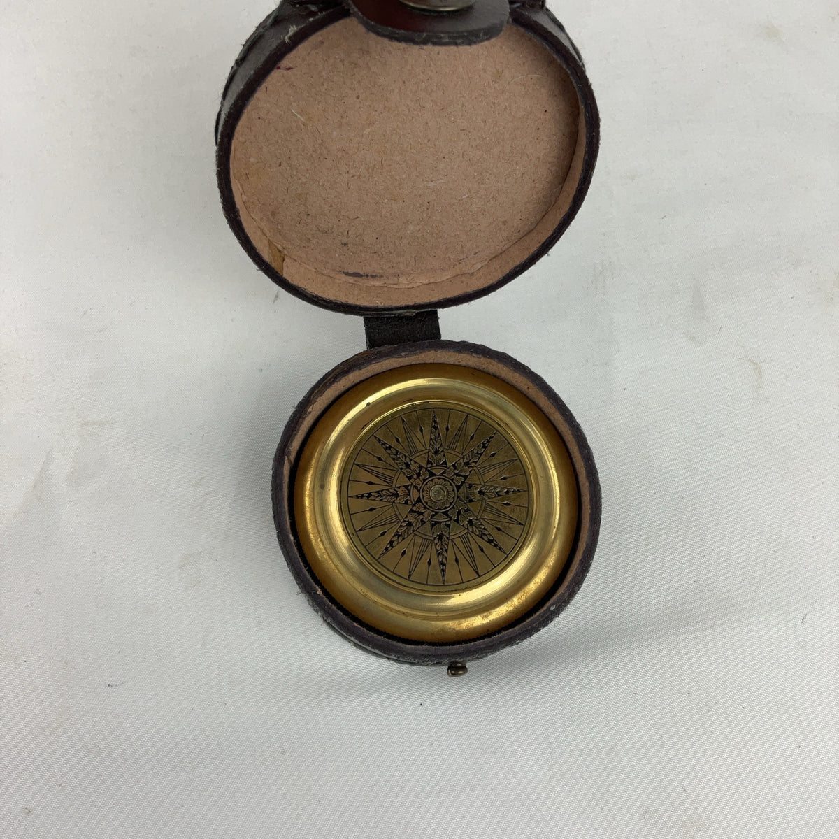 Stanley London Compass Brass Gold Robert Frost Poem Leather Case Vintage Style