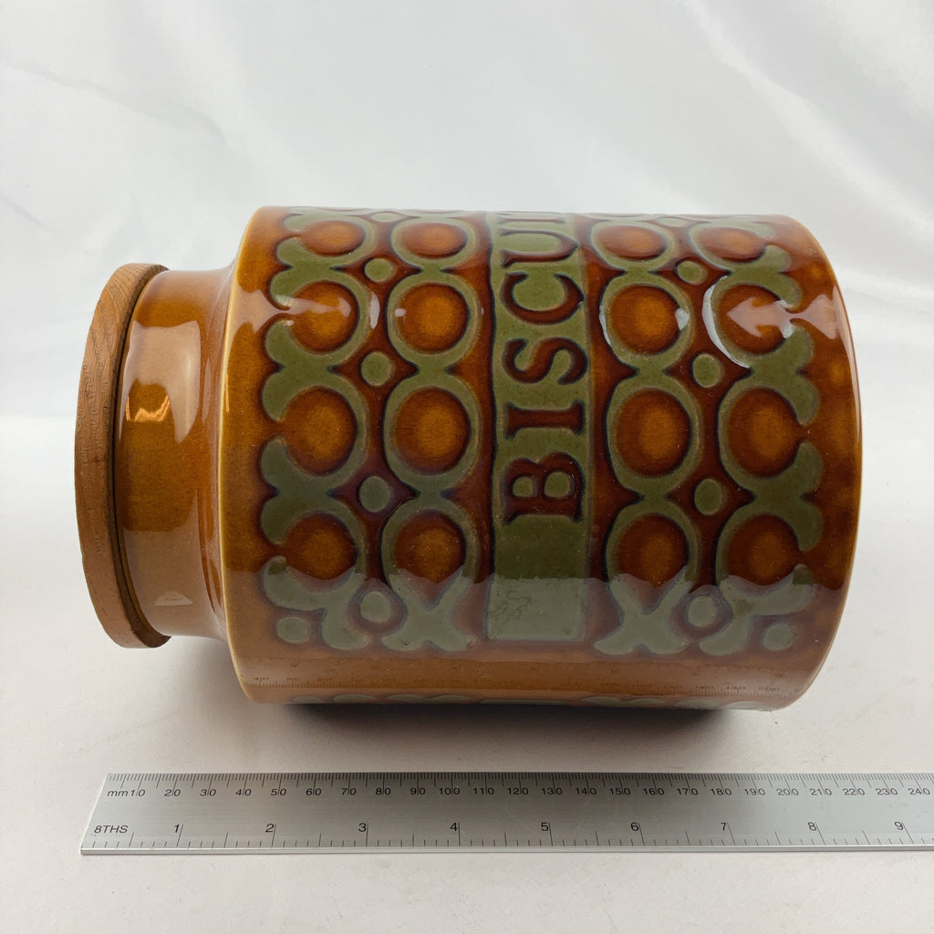 Hornsea Bronte Ceramic Storage Jars Brown Set of 3 Tea Sugar Biscuits Vintage