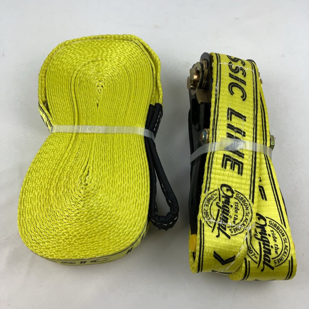 Gibbon Classic Line X13 Slackline Webbing Yellow 15m Tree Pro Set