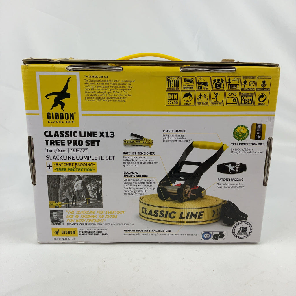 Gibbon Classic Line X13 Slackline Webbing Yellow 15m Tree Pro Set