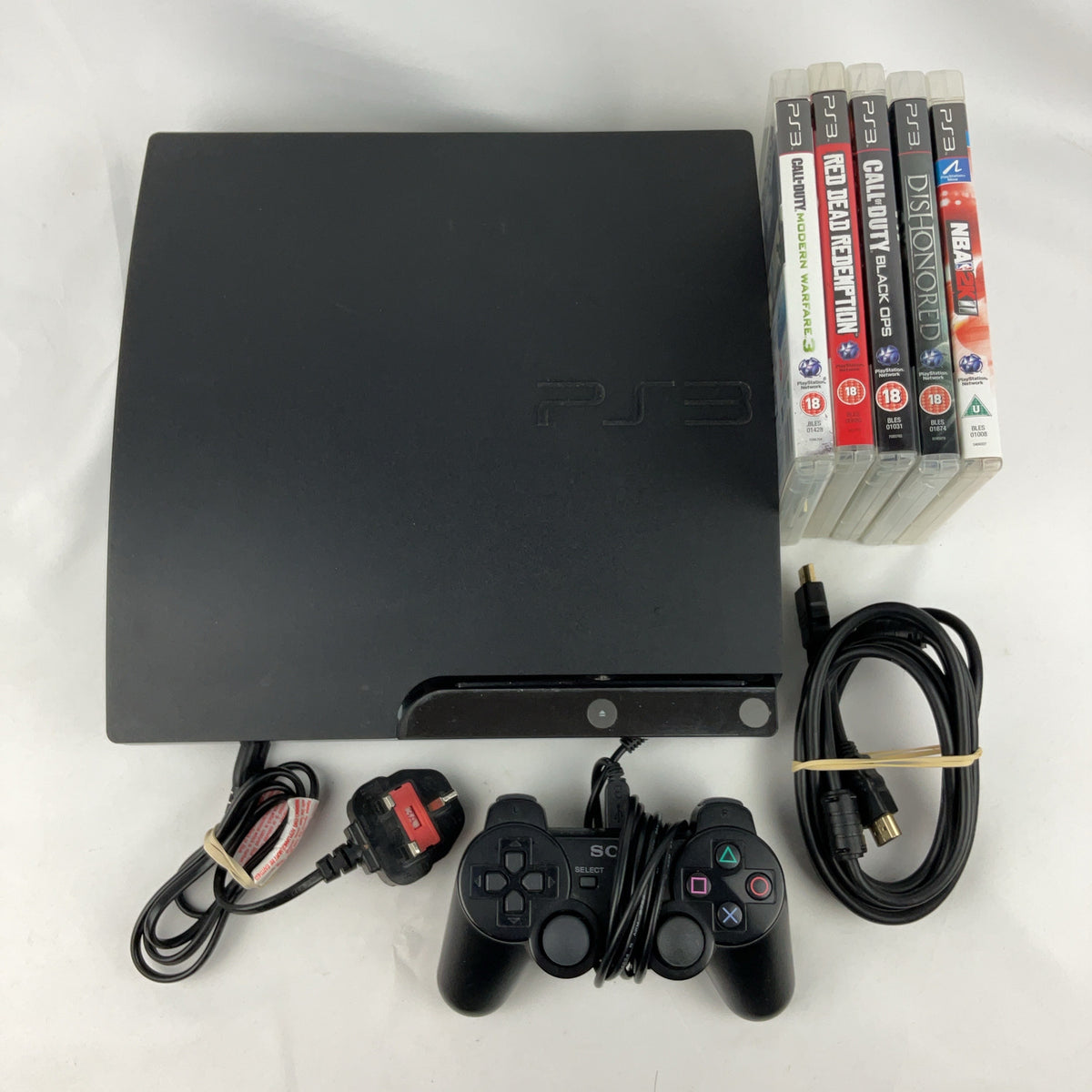 Sony PlayStation 3 Slim Console Black CECH-2503A PS3 Bundle 5 Games Controller