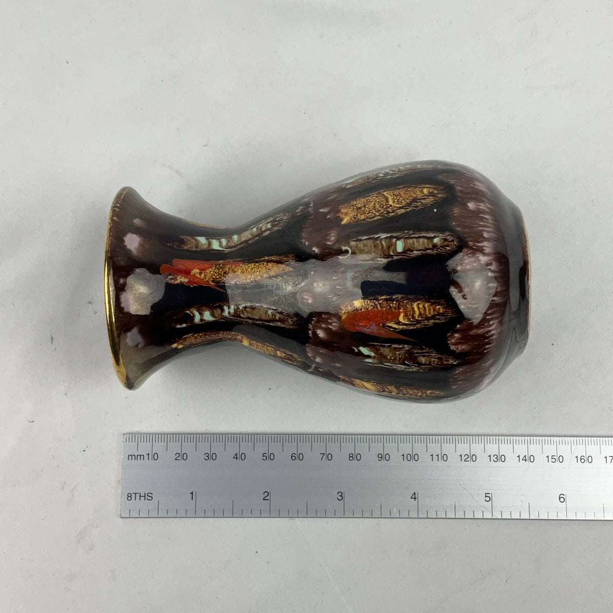 Jasba Keramik Vase Ceramic Brown Gold West German Pottery 581/12 1970s
