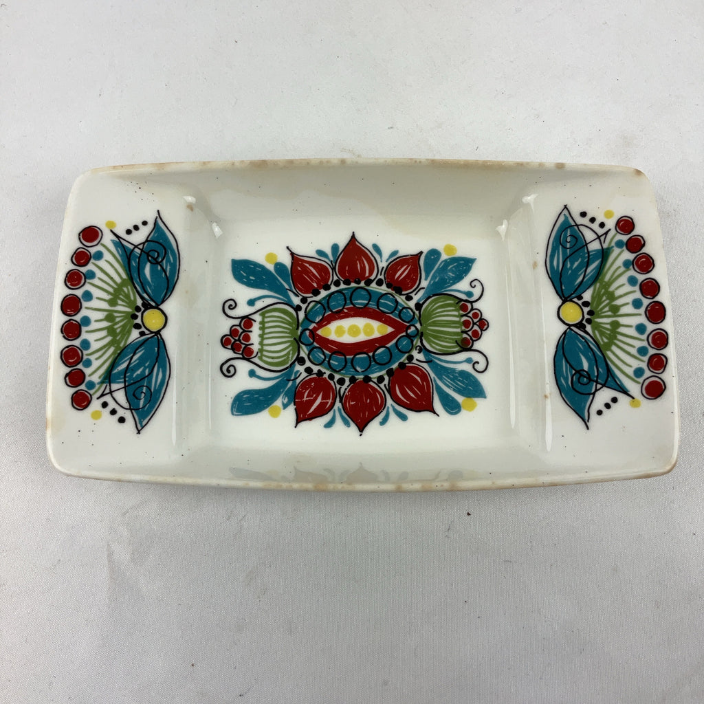 Figgjo Flint Saga Ceramic Trinket Dish Multi Norway Hand Painted Vintage