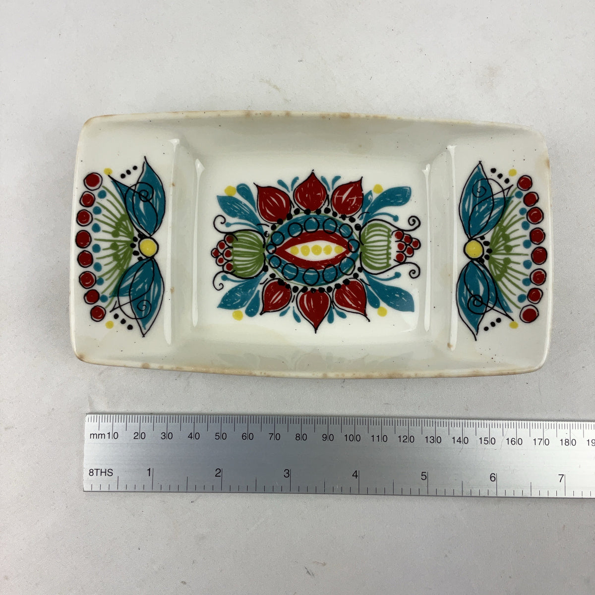 Figgjo Flint Saga Ceramic Trinket Dish Multi Norway Hand Painted Vintage