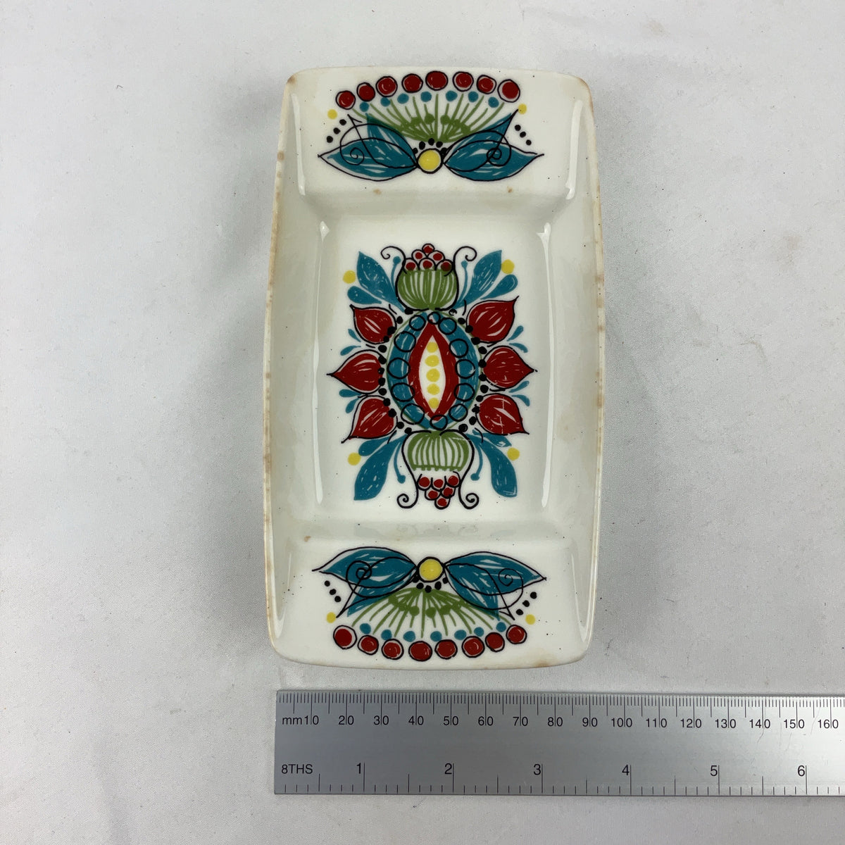 Figgjo Flint Saga Ceramic Trinket Dish Multi Norway Hand Painted Vintage